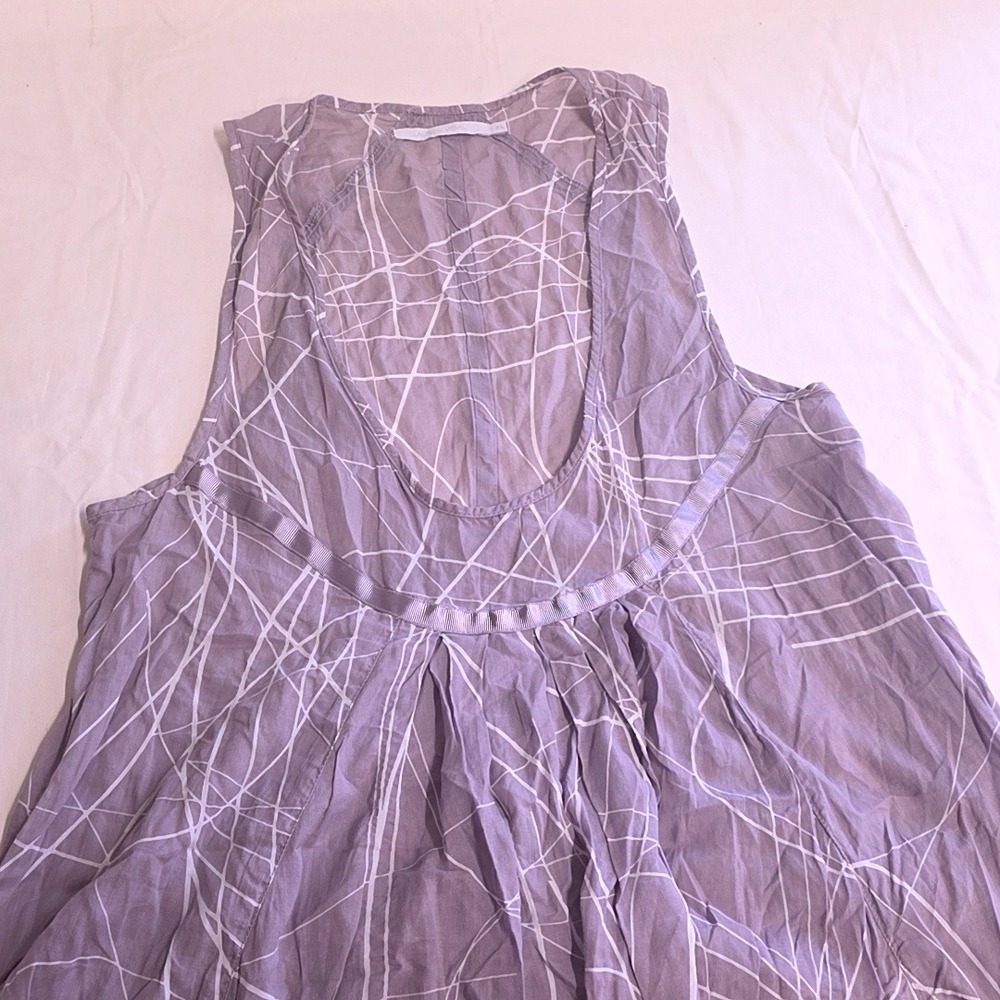 Lauren Vidal Tunic Dress Womens XL Gray Abstract Sleeveless Scoop Neck Lagenlook